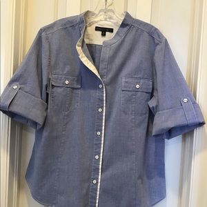 Lafayette 148 New York Denim Look Blouse Sz 16